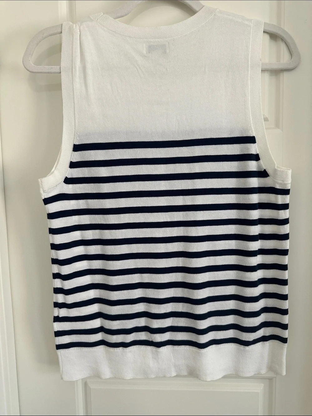 NWT J.Crew Navy White Striped Sleeveless Knit Tank Top Cotton Medium
